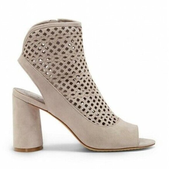 Vince Camuto Shoes - Vince Camuto Gerby Laser Perforated Chateau Suede Block Heel Bootie New
